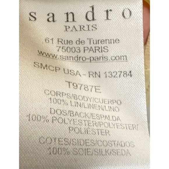 Sandro Paris Linen Front Sheer Back Sleeveless Tank Top Light Yellow Medium - Picture 5 of 7